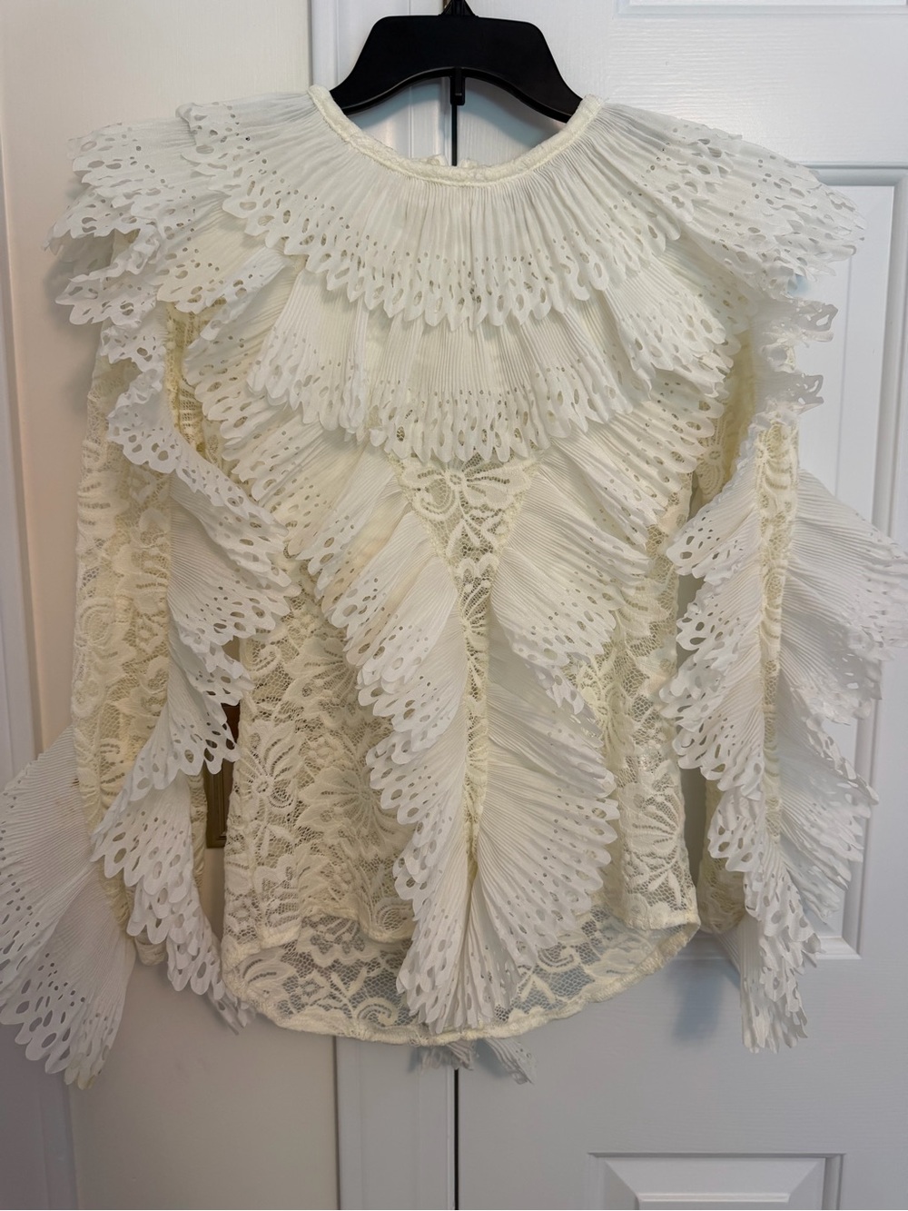 WHY Dress White Pleated Lace Top - Size M - Picture 4 of 4